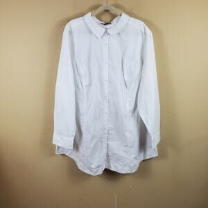 Roaman's White Long sleeve Button0up Tunic with Corset Back Size 30W